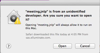 Image 1: Open meeting.jnlp confirmation message 3.