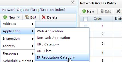 created and used in a rule in network access policy. How to create an object?