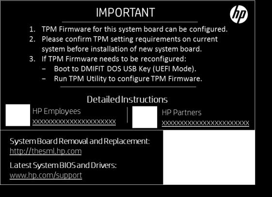 Prompt the field technician to confirm TPM setting requirements on the current system under repair before installation of new system board.