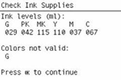 Check Ink Supplies If there is a failure at any point during the tests, the Front Panel will display the relevant System Error Code.