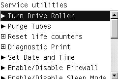 The Drive Roller begins to turn slowly and the following message is displayed on the Front Panel: Service Menu 5.
