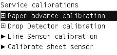 2. In the Service Calibrations submenu, scroll to Paper advance calibration and press OK. 3. In the Paper Advance Calibration submenu, scroll to Print Calibration Pattern and press OK. 4.