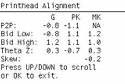 Troubleshooting Any printhead with a test result containing a number that is not within the ±3 dot row range is misaligned. NOTE: The mk printhead is used as a reference to test the other printheads.