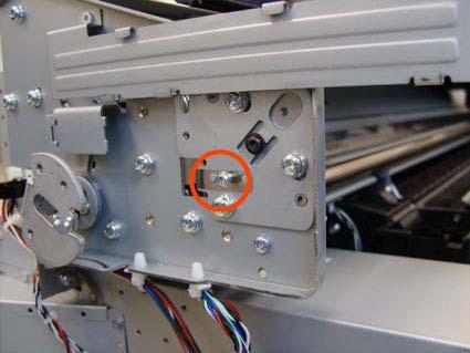 Encoder Strip, spring and attachment nut Removal 1. Switch off the printer and remove the power cable. 2.