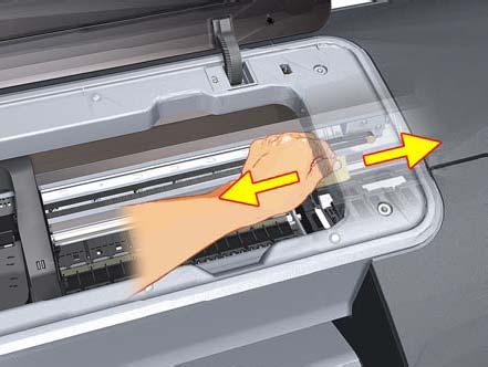 9. Clean the part of the encoder strip inside the Service Station by repeating steps 2 to 6. 10. Close the printer window. 11. Turn the printer back on.