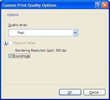 The resolution required by the printer to process the file is set by the print mode selected (Best, Normal, Fast).