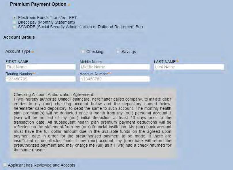 Select Payment Method 1. Review with the consumer the Premium Payment Summary including their monthly premium 2.
