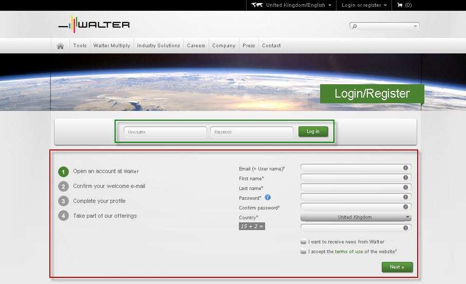 If you are a returning user, you may enter your e-mail address (=user name) and password to log in.