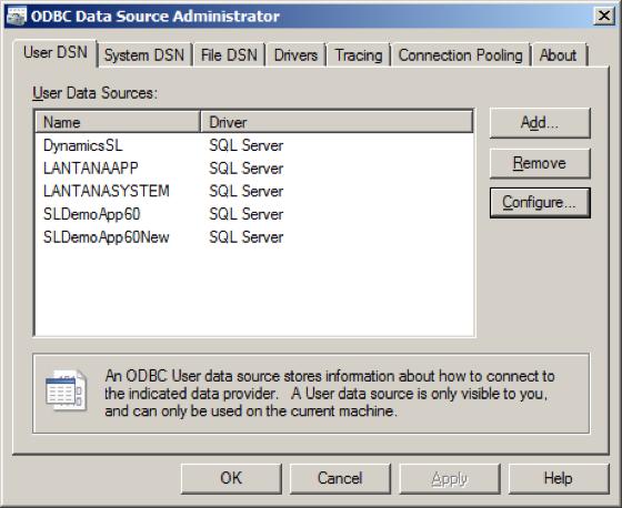 Creating a new ODBC Data Source If the ODBC data source does not exist, then you will need to create a