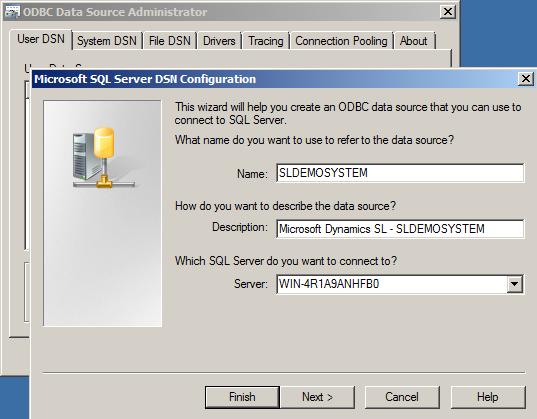 On the User DNS tab in ODBC Data Source Administrator, click Add to begin creating a new User DSN ODBC