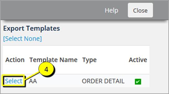 The Export Template window opens with a list of available templates. 4. Click Select next to the required template. The File Open window opens. 5.