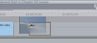 4.Build Your Story Final Cut Pro HD H O T 14. Drag the clip from the Viewer over to the yellow overlay rectangle in the Canvas labeled Insert.