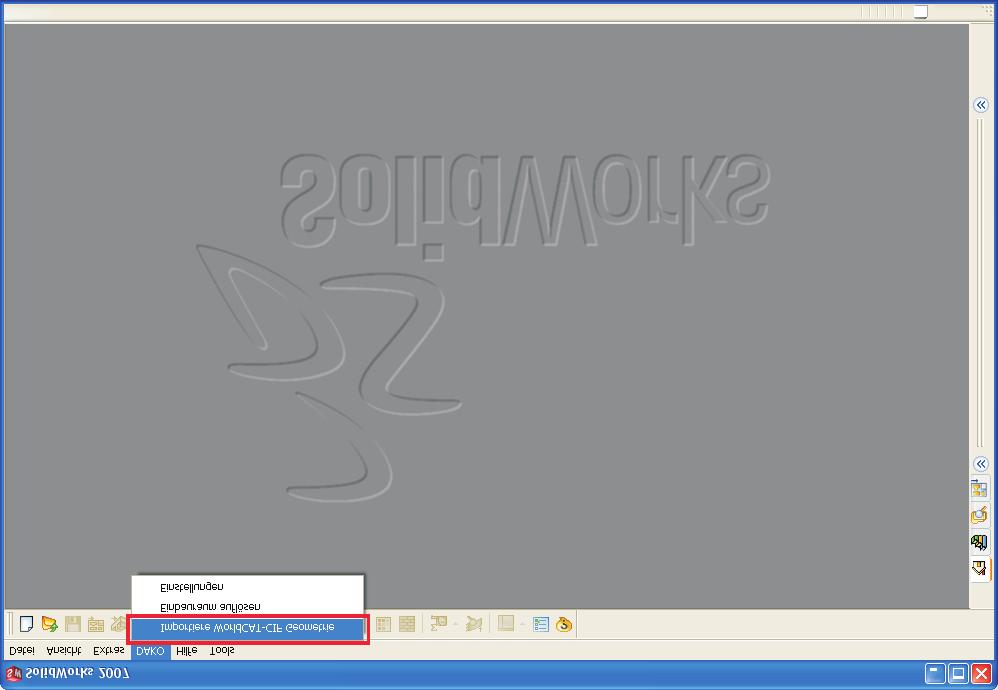 Interface to SolidWorks 2 SolidWorks Export of the CAD geometry