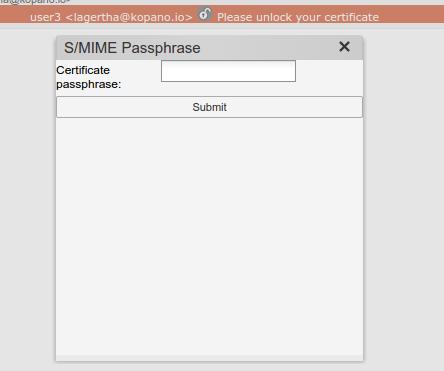 WebApp S/MIME Manual, Release 7.2.1 6.4 Decryption and encrypting email To encrypt an email, we need to have the public certificate of the recipient.