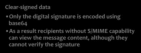 be viewed by a recipient with S/MIME capability S/MIME Clear-signed