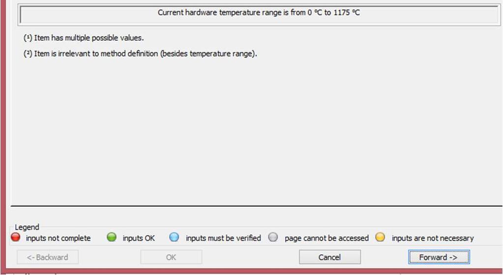 Select the appropriate Crucible from dropdown (Default): Al2O3 ( 1700 C) 4. Confirm that Start Criteria is acceptable (Default): ± 5.