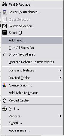 Create a New Field by clicking Options and then selecting Add Field In the