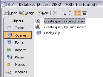 Click on Queries and then double click Create query in Design view. Notice that I already have a query created in this database that is what you will end up with when you are completed.