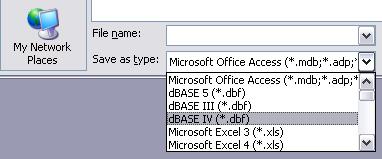 First, you will need to save your query and export it to a dbf. Make sure to specify Save as type: to be dbase IV (*.