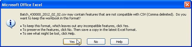 messages from Excel.