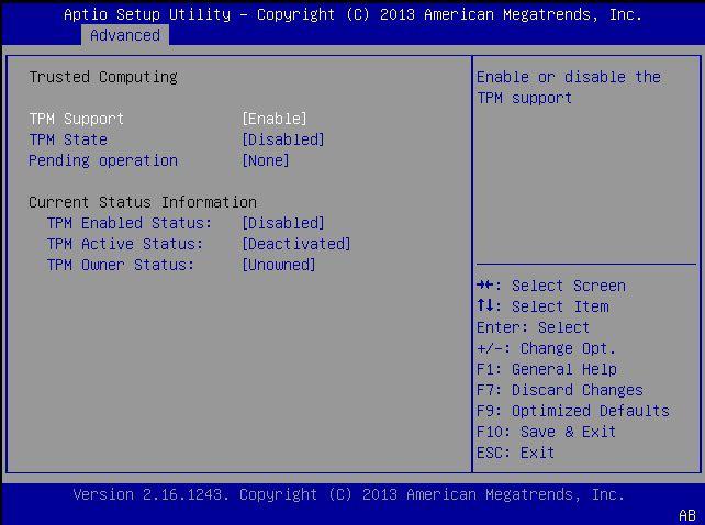 Configure SP Network Settings The updated TPM Configuration screen appears. 6. Press the F10 key to save the changes and exit the BIOS Setup Utility.