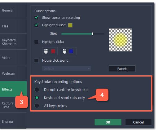 Recording keystrokes If you're making a tutorial that uses keyboard shortcuts, it's helpful to display them on screen for your viewers.