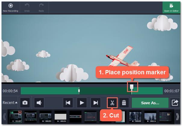 Cutting recordings This guide will show you how to cut out parts from video recordings using the built-in capture editor. Before you start: Open the recording you want to edit in the capture editor.