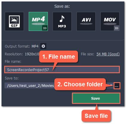 convert the file to a lower resolution. Step 3: Save the video 1. Under File name, name your new file. 2.