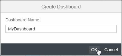 2. In the dialog box Create Dashboard, provide the following values: o Dashboard Name: