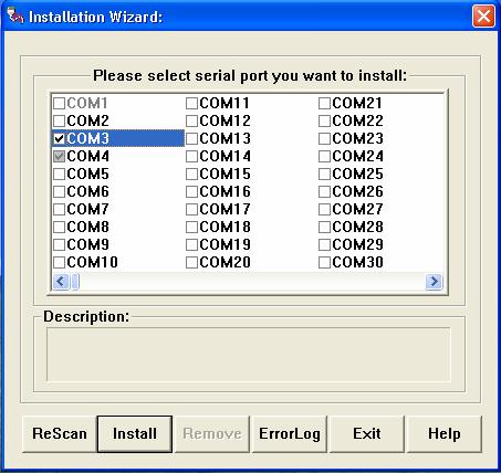 Select the com port to connect the driver.