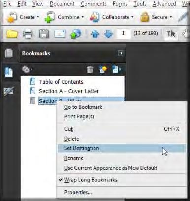 Editing Bookmarks To edit the bookmark, Right Click on the bookmark You can