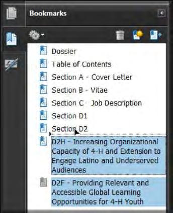Nesting Bookmarks Nesting bookmarks breaks Sections down Highlight bookmarks to nest Drag to