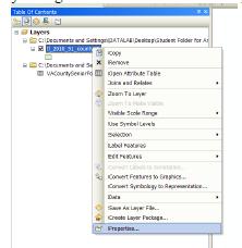Click on the general tab of the layer properties dialog box and change the layer name as VA County.