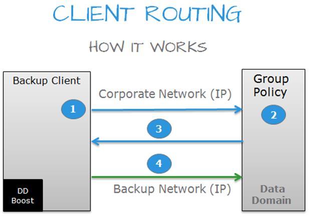 4. The backup client is connected to the Data Domain system over the backup network & begins backup job.