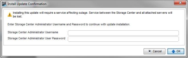 Service-Affecting Update Warning 2. Click OK.