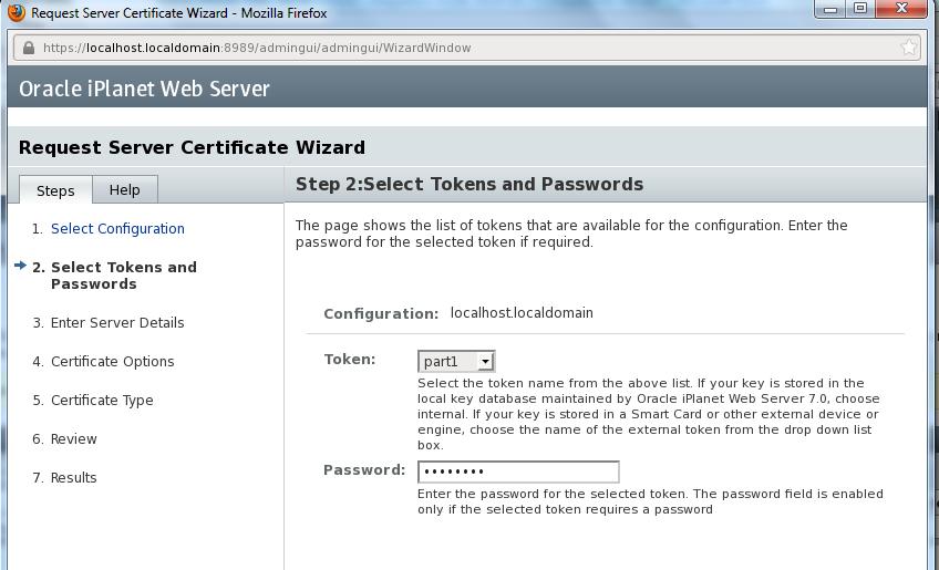 At step 2 select Luna SA token, provide password and click
