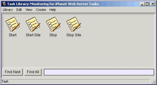 2. Double-click the Monitoring for iplanet Web Serer Tasks icon to display the Task Library window. 3. Double-click the icon of the task you want to run to display the Execute Task dialog box.