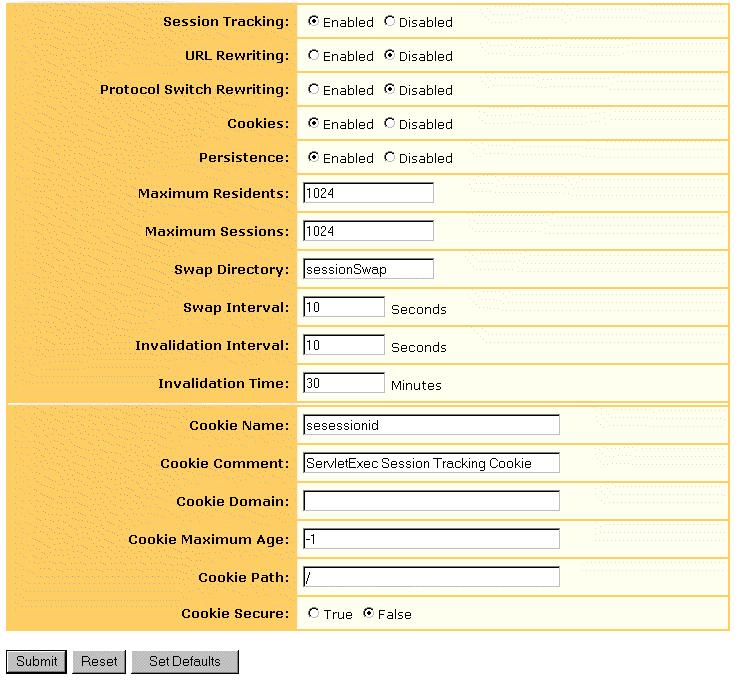 3. WEB APPLICATIONS Figure 18. ServletExec Extensions Additional Session Tracking Options 3.4.