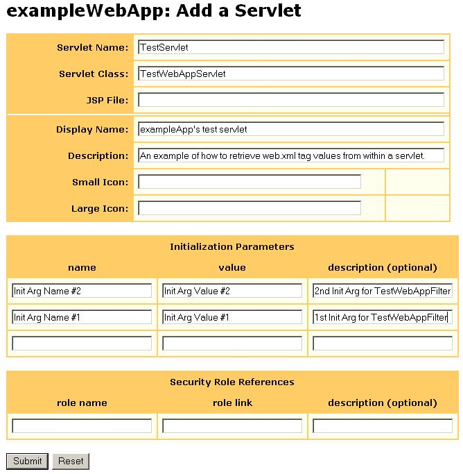 3. WEB APPLICATIONS To edit a web application servlet Figure 39. Add a Web Application Servlet Page 1.