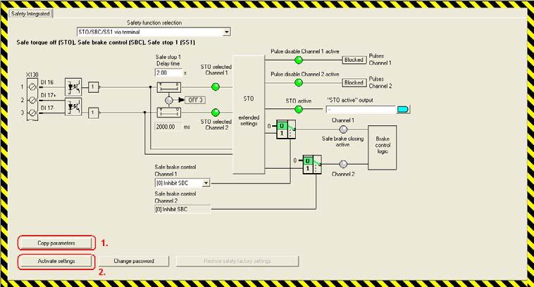 and Activate settings (2.). More detailed information on the topic of Safety Integrated is provided in the S110 Function Manual. Fig.