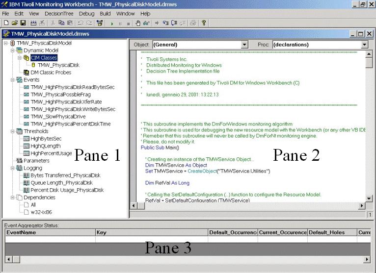 Pane 3 The third pane is used only for models that interact with the Windows platforms (that is, Common Information Model (CIM) or Windows Management Instrumentation (WMI)-based).