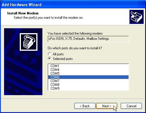 Be careful when selecting the a COM port. Some software packages require a COM port between 1 and 4.
