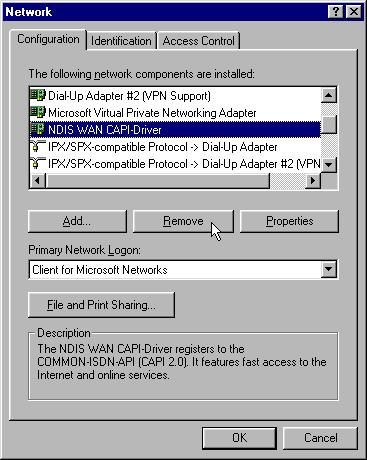 Removing the IBM ISDN PC Card from Windows 95, Windows 98 and Windows Millen- In Windows Millennium Edition, the following dialog prompts