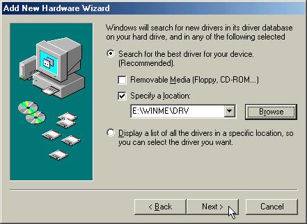 Installing the IBM International ISDN PC Card in Windows Millennium Edition 5. In the next dialog, click to remove the check mark next to the option Removable Media (Floppy, CD-ROM,.