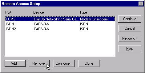 Installing the NDIS WAN CAPI Drivers 4. Once the NDIS WAN CAPI Driver installation has been completed and you have clicked OK, Setup starts the Remote Access Setup utility.