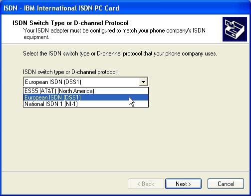 Installing the Device Drivers in Windows XP Home Edition and Professional 7. Once you have selected the appropriate D-channel protocol, click the Next button.