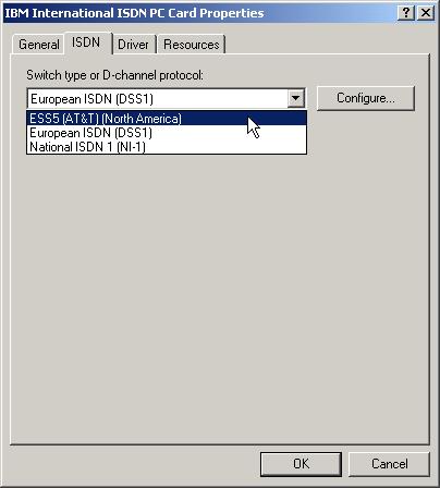 Changing the Switch Type in Windows 2000 Professional If you activated either of the North American switch types NI-1 and 5ESS, you must configure the directory numbers and SPIDs separately.