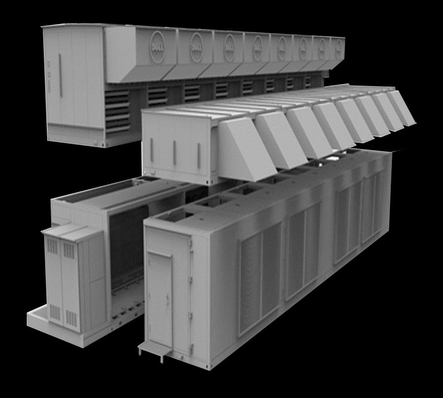 What is an MDC (Modular Data Center) Air Handling Unit (AHU) Concurrently serviceable Houses all MDC fan units N+1 or 2N fans, controls and VFDs Mixing Module