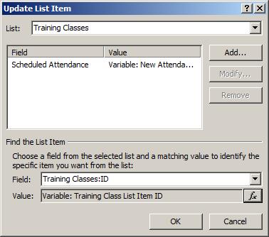 iv. In the Output To section, choose Variable: New Attendance Next we re going to actually update the attendance to the number stored in the New Attendance variable.