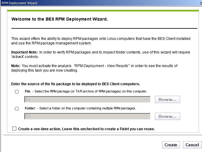 You can use the RPM Deployment Wizard You can use the RPM Deployment Wizard in the Linux RPM Patching site to deploy an RPM to the endpoint via